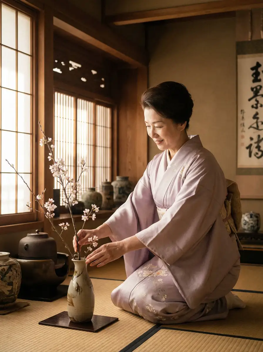 一位优雅的 吃瓜视频导航 | 吃瓜视频官方入口~热点吃瓜视频分享平台 在和室中插花
